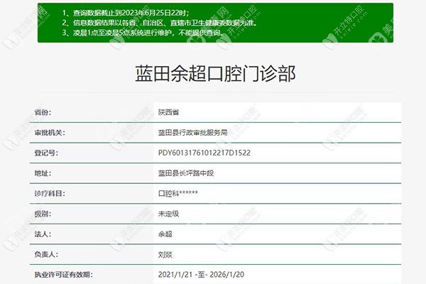 西安蓝田余超口腔门诊部