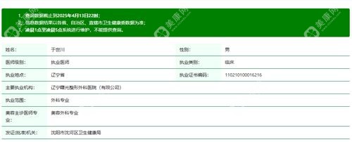 遼寧曙光整形外科于世川醫(yī)生簡介