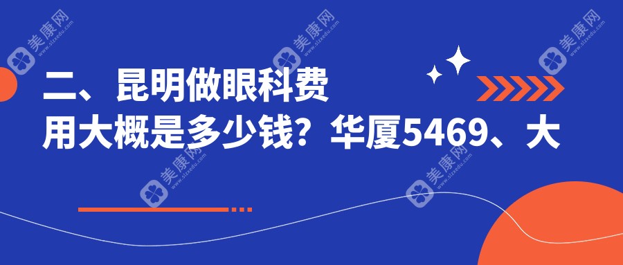 二、昆明做眼科费用大概是多少钱？华厦5469、大全5499、康特森5298