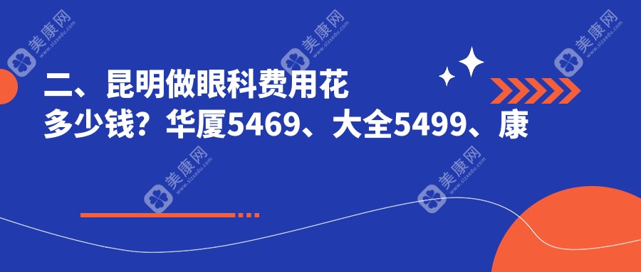 二、昆明做眼科费用花多少钱？华厦5469、大全5499、康特森5298