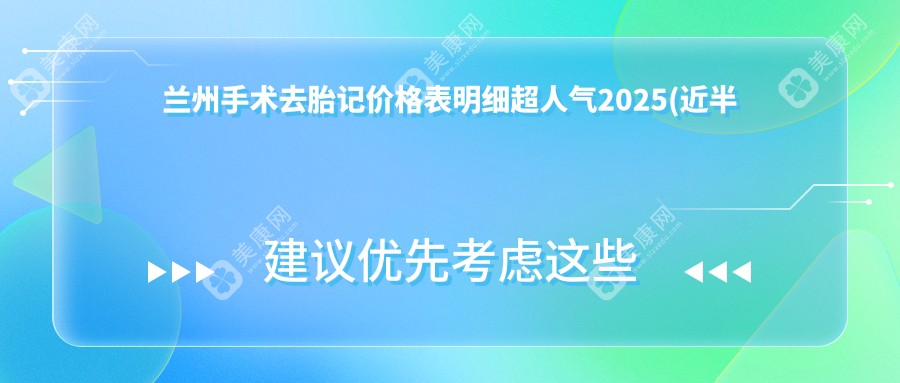 兰州手术去胎记价格表明细超人气2025(近半年均价为:2890元)