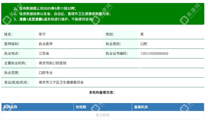 南京博韻口腔醫(yī)院陳寧資質(zhì)slzxedu.com