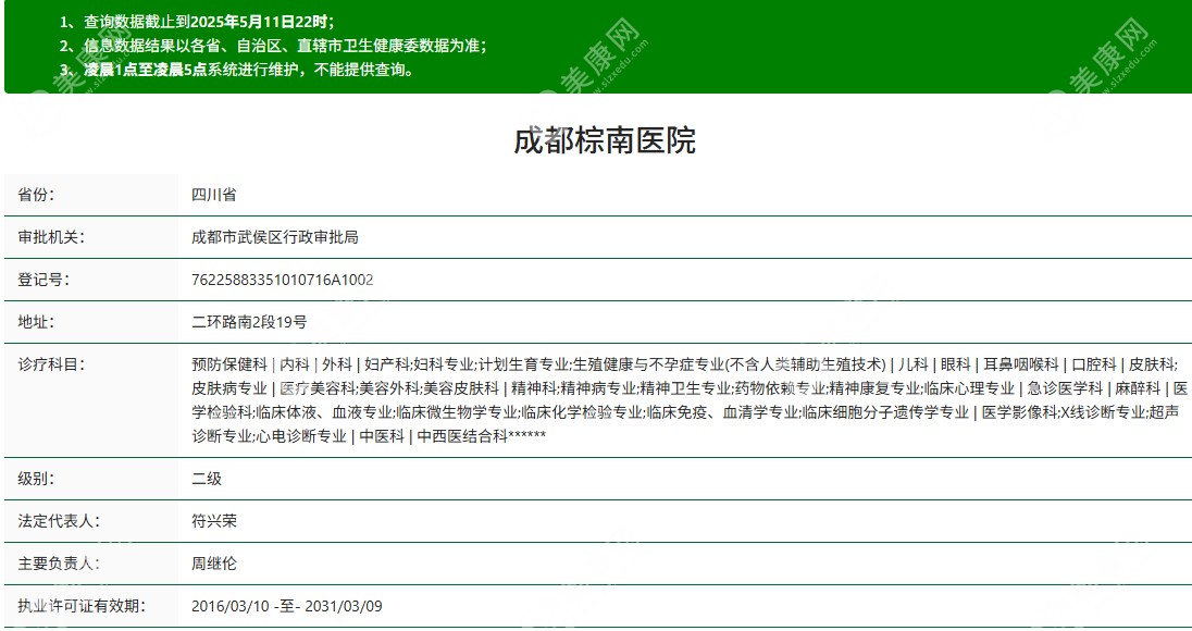 成都棕南医疗美容医院正规性解析