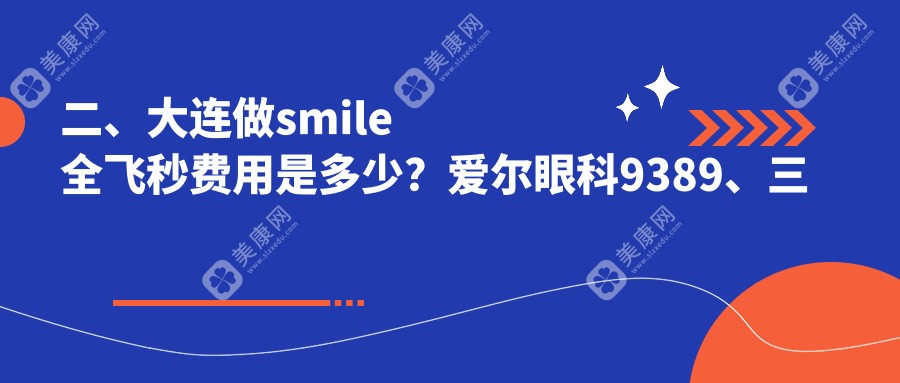 二、大連做smile全飛秒費用是多少？愛爾眼科9389、三目家眼科連鎖8950、愛德麗格12868