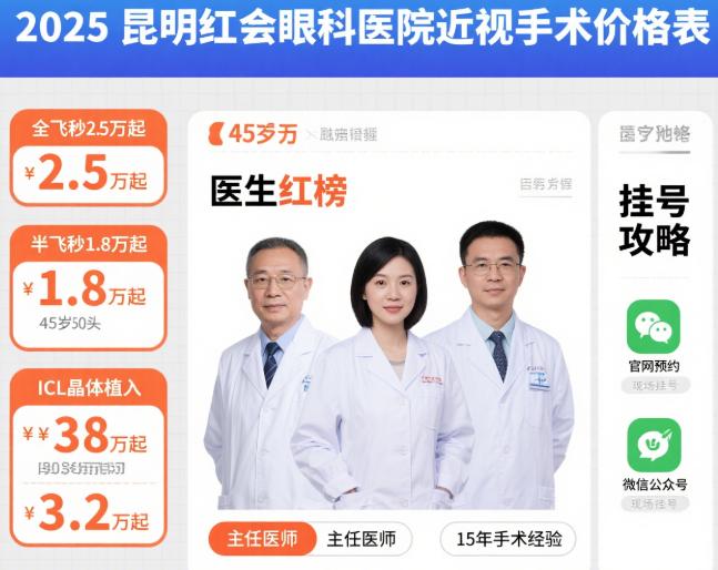 2025昆明紅會(huì)眼科醫(yī)院近視手術(shù)價(jià)格表曝光!全飛秒2.5萬(wàn)起,附醫(yī)生紅榜+掛號(hào)攻略