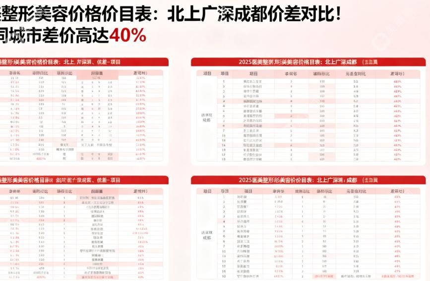 2025医美整形美容价格价目表:北上广深成都价差对比!同项目不同城市差价高达40%